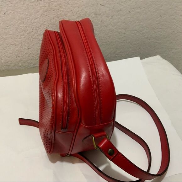 Crosspoint made for Charles Klein Italy  Leather crossbody red perforated - Picture 6 of 15